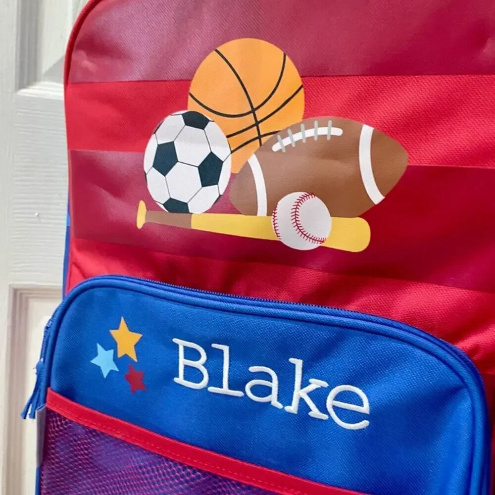 ROLLING SUITCASE BACKPACK 18’ RED BLUE Blake name Embroidered back to the school